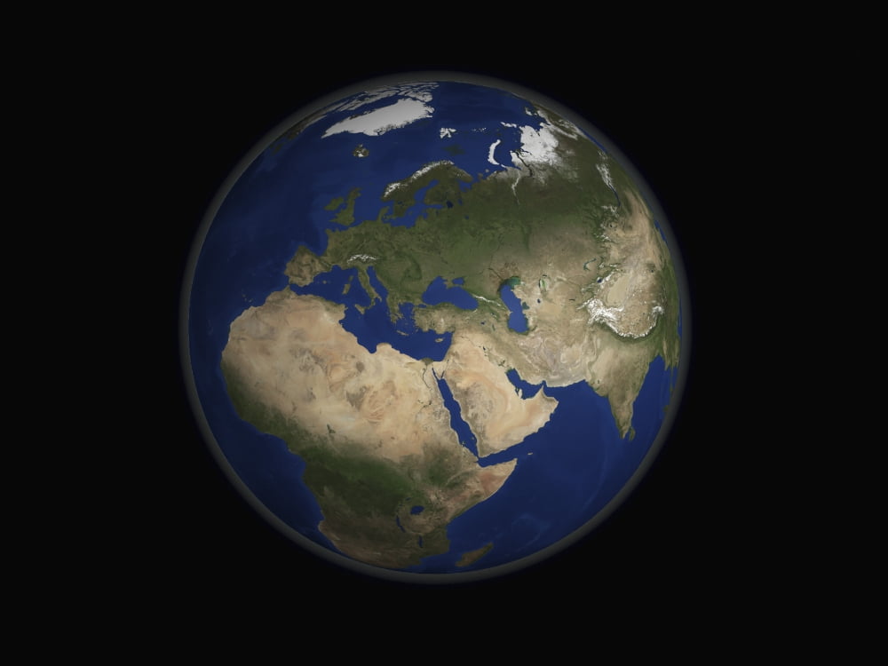 Full Earth view showing Africa Europe the Middle East and India Canvas Art - Stocktrek Images (32 x 24)