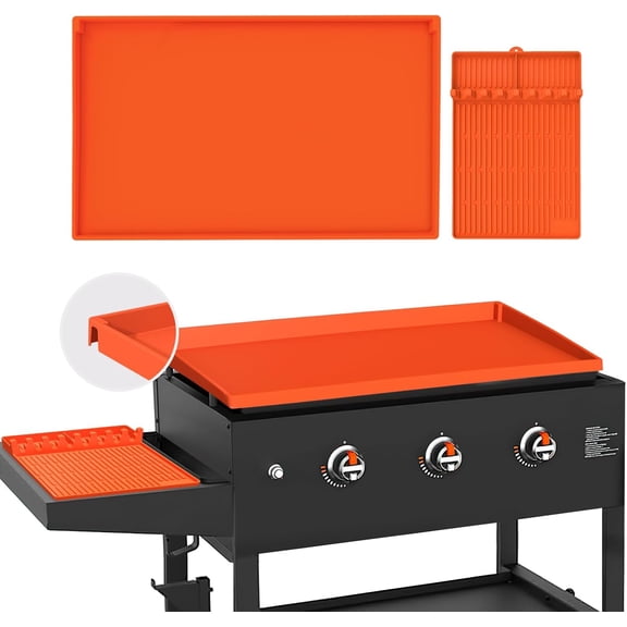 Full-Edge 28" Silicone Griddle Cover for Blackstone, Includes 16" Silicone Griddle Mat, Premium Food-Grade Blackstone Griddle Accessories, Reusable Top Protector, for All-Season Outdoor Use