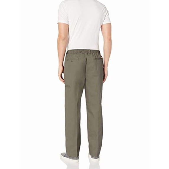 Benefit Wear Mens Full Elastic Waist 5-Pocket Pants with Mock Fly Large 38-40 inches Olive