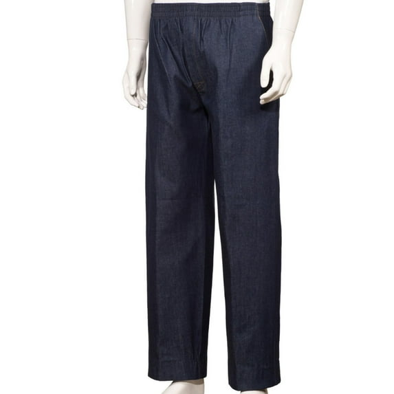 Full Elastic Waist Pull-On Jeans Pants in Denim with Mock Fly