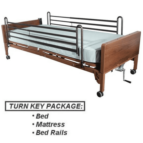 Full Electric Hospital Bed - Full Electric Bed with Innerspring Mattress and FULL Rails