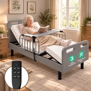 Full Electric Hospital Beds for Home, Multi-Position Electric Lift Design Adjustable Bed for Seniors with Mobility Issues, with Memory Foam Mattress, Remote Control, 630LBS, 79" x 40"
