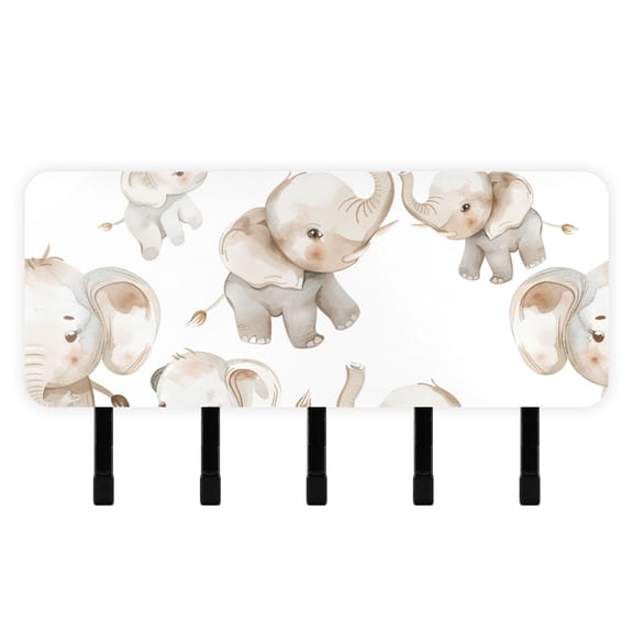Full Elephants Mail Holder Organizer Wall Mount with Shelf Key Holder Key Rack with 5 Key Hooks for Wall Decorative