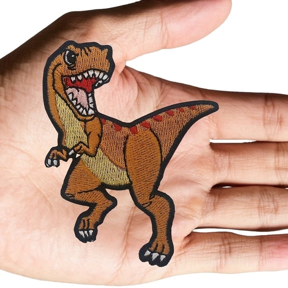 Full Embroidery T-Rex Heat Transfer Patch - Self-Adhesive Dinosaur Applique for Clothing and Backpack Decoration