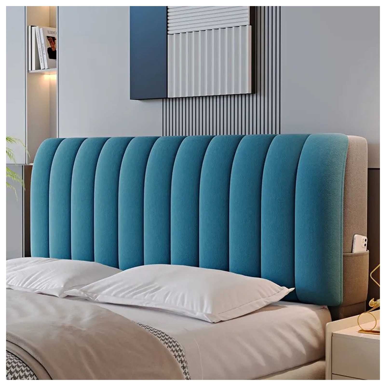 Full Enclosed Bed Headboards Slipcover,Soft Delicate Stretch Fabric Dust-proof Headboard Cover,Non-Slip Head Board Cove for Full Queen King Size Headboard
