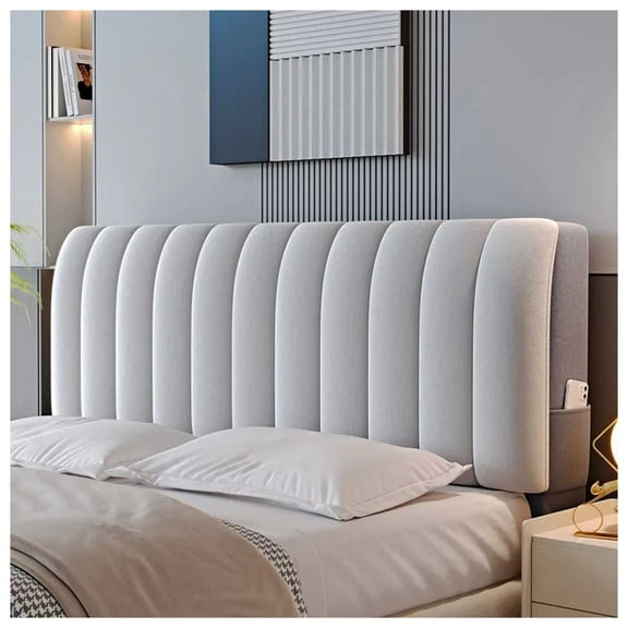 Full Enclosed Bed Headboards Slipcover,Soft Delicate Stretch Fabric Dust-proof Headboard Cover,Non-Slip Head Board Cove for Full Queen King Size Headboard