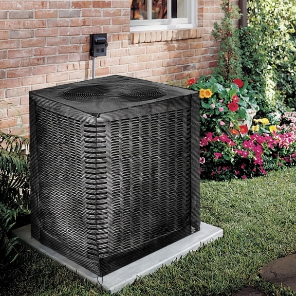 Full Enclosure Ventilated Mesh Air Conditioner Cover, Outdoor Protective Shield for Window AC Units, Black,27.56x27.56x31.5inch