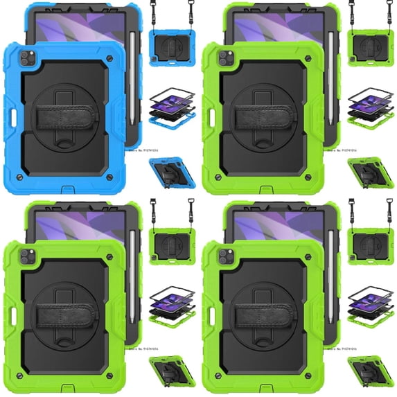 JNZOLIJ Kickstand Shockproof Case For Air 4 Air 5 10.9 2022 10th Generation Pencil Holder Cover+PET Screen Protector+Shoulder Strap