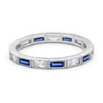 thumbnail image 1 of Full Eternity Baguette Band Ring Blue Sapphire CZ 925 Sterling Silver Size 10, 1 of 7