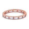 thumbnail image 1 of Full Eternity Baguette Band Ring Rose Tone CZ 925 Sterling Silver Size 4, 1 of 7