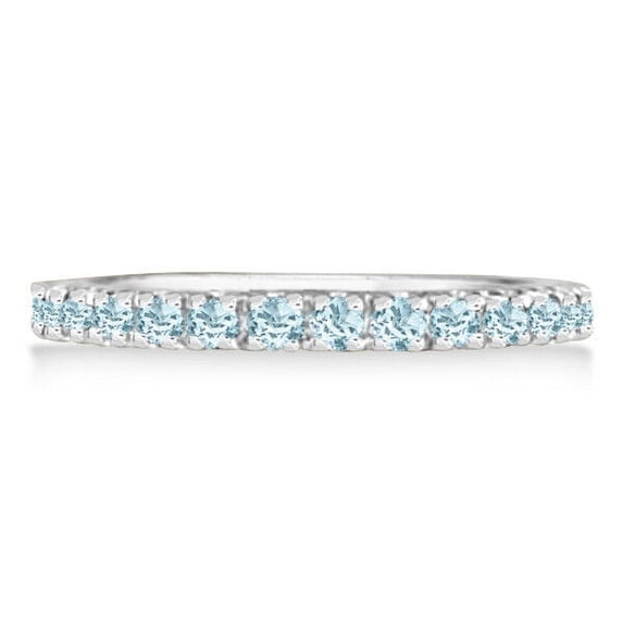 Full Eternity Blue Aquamarine Wedding Engagement Statement Ring 925 Sterling Silver Gemstone Jewelry For Women Gift By KIRAN FINE JEWELS