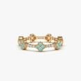 thumbnail image 1 of Full Eternity Clover Pave Wedding Band Ring – Round Cut Lab-Created Turquoise & Moissanite, 925 Sterling Silver, Pave Set for Women, Sustainable Anniversary & Engagement Jewelry, 1 of 7