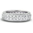 thumbnail image 1 of Full Eternity Diamond Anniversary Band, Double Row Diamond Wedding Ring, Women's Luxurious Party Wear Diamond Ring, 2.7 Ct Simulated Diamond, 925 Sterling Silver, Gift For Girlfriend, 1 of 4