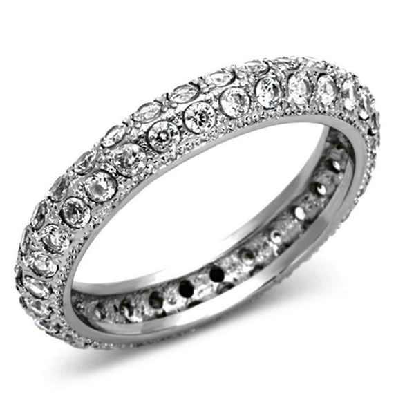 Full Eternity Diamond Wedding Band, Pave Set Diamond Band Ring, Women's Matching Band For Solitaire Diamond Ring, 925 Sterling Silver, 2.1 Ct Simulated Diamond, Anniversary Band