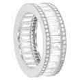 thumbnail image 1 of Full Eternity Diamond Wedding Band, Triple Row Baguette Cut And Round Cut Diamond Engagement Ring, Channel Set Diamond Band, 926 Sterling Silver, 2.5 Ct Simulated Diamond, Anniversary Band, 1 of 5