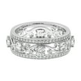 thumbnail image 1 of Full Eternity Filigree Engagement Ring, Pave Set promise Wedding Band, 2.2 Ct Round Brilliant Cut Simulated Diamond, 14K White Gold Plated, Women's Proposal Anniversary Ring For Her Special Occasion, 1 of 3