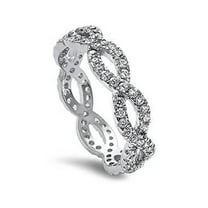 Full Eternity Infinity Engagement Ring CZ 925 Sterling Silver Size 5