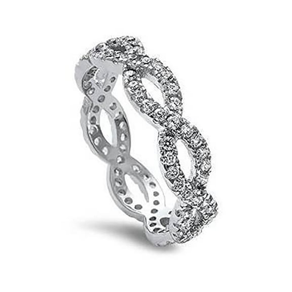Full Eternity Infinity Engagement Ring CZ 925 Sterling Silver Size 5