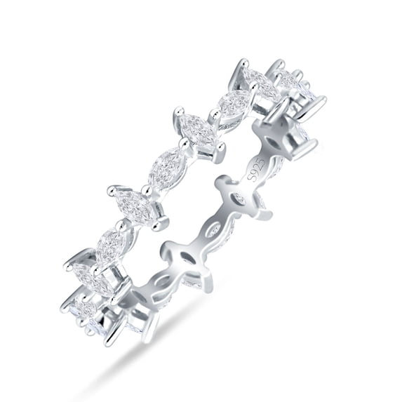 Full Eternity Marquise Band CZ ring 925 Sterling Silver Size 5