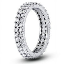 Full Eternity Ring Double Row Wedding Anniversary Ring 14K White Gold Over 2.5 Ct Diamond