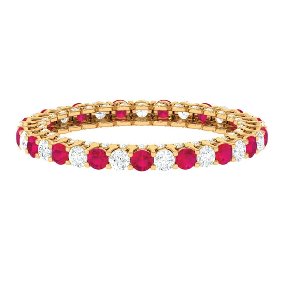 Full Eternity Ring - Ruby and Diamond Ring for Women (2.25 CT), 14K Yellow Gold, US 13.00