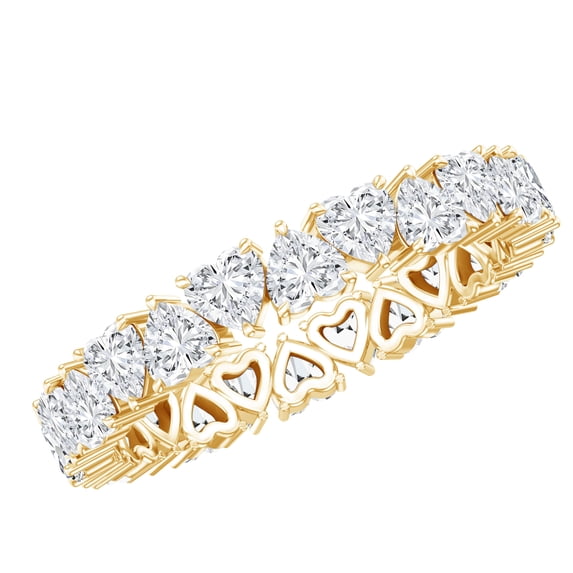 Rosec Jewels Certified Moissanite Heart Eternity Ring for Women - D Color VS1 Clarity - Wedding Ring - Ready to Gift, 14K Yellow Gold, US 4.50