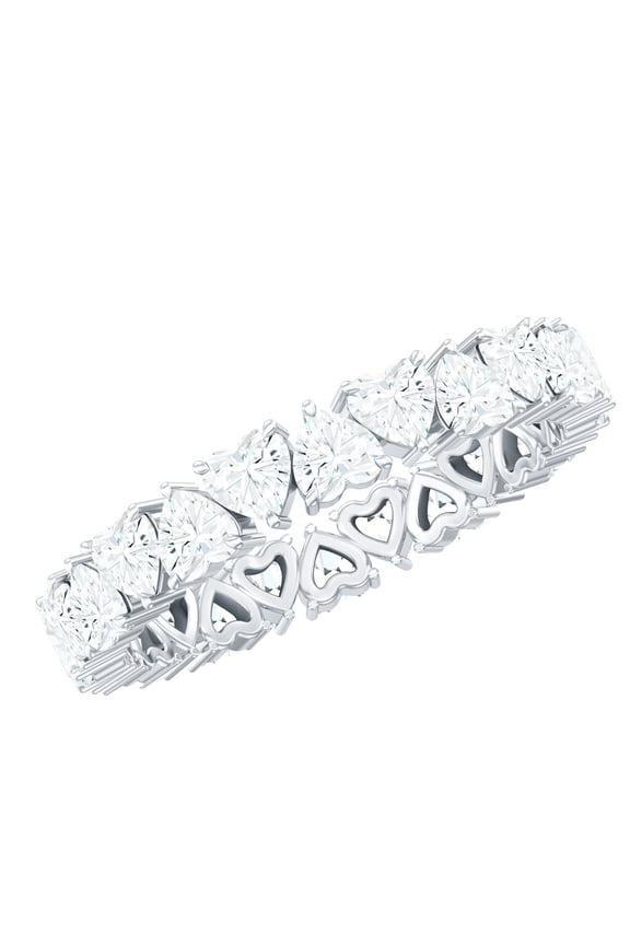 Certified Moissanite Heart Eternity Ring for Women - D Color VS1 Clarity - Wedding Ring - Ready to Gift, 925 Sterling Silver, US 4.00