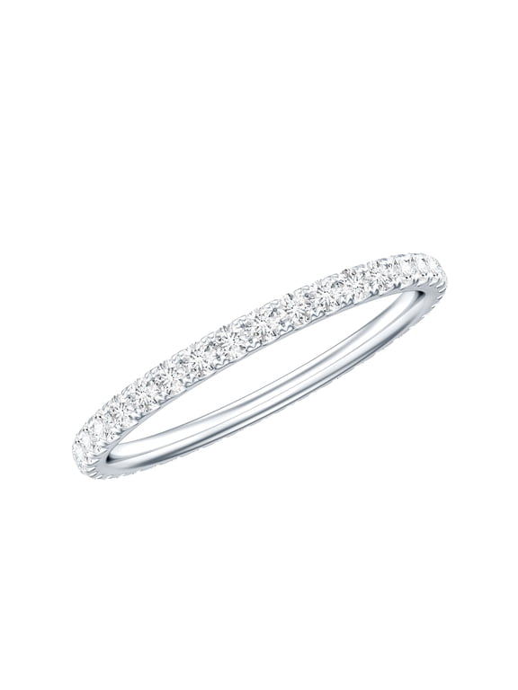 Certified Moissanite Eternity Ring for Women - Stackable Ring - D-VS1 Quality - Ready to Gift, 925 Sterling Silver, US 4.00