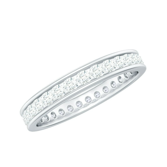 Full Eternity Ring with Moissanite for Women (D-VS1 Grade, Rosec Jewels), 10K White Gold, US 4.00