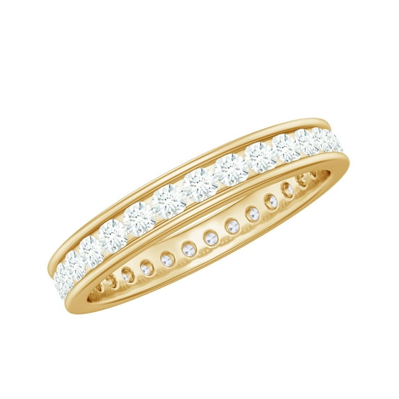 Full Eternity Ring with Moissanite for Women (D-VS1 Grade, Rosec Jewels), 14K Yellow Gold, US 11.50