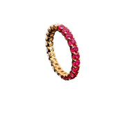 HASHTAG JEWEL Full Eternity Ruby & Moissanite Wedding Band Ring – Round Cut Lab-Created, 925 Sterling Silver, Pave Set for Women, Anniversary & Engagement Jewelry