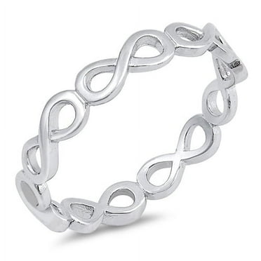 Full Eternity Simple Plain Infinity Band Ring 925 Sterling Silver Size 5
