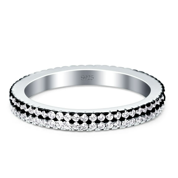 Full Eternity Stackable Band Cubic Zirconia 925 Sterling Silver Size 11