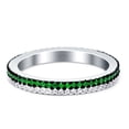 thumbnail image 1 of Full Eternity Stackable Band Green Emerald CZ 925 Sterling Silver Size 9, 1 of 3
