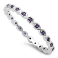 thumbnail image 1 of Full Eternity Stackable Band Ring Amethyst CZ 925 Sterling Silver Size 5, 1 of 4