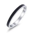 thumbnail image 1 of Full Eternity Stackable Band Ring Black Enamel 925 Sterling Silver Size 9, 1 of 6