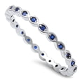 thumbnail image 1 of Full Eternity Stackable Band Ring Blue Sapphire CZ 925 Sterling Silver Size 12, 1 of 4