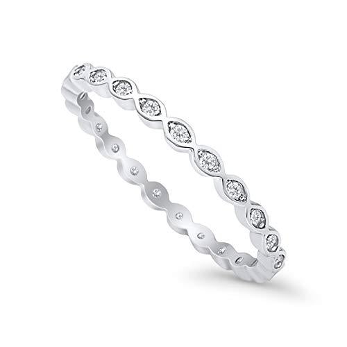 Full Eternity Stackable Band Ring CZ 925 Sterling Silver Size 4