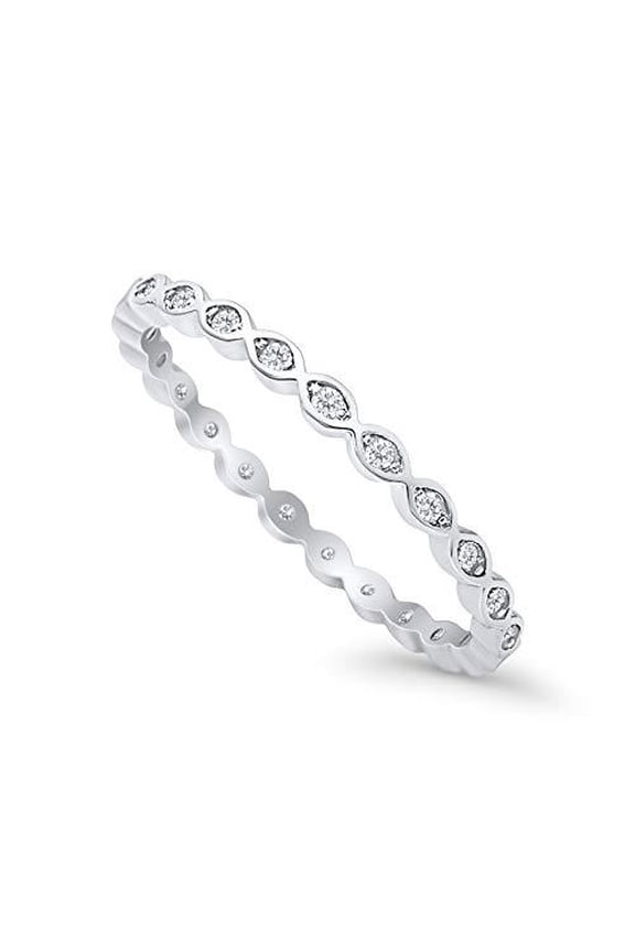 Full Eternity Stackable Band Ring CZ 925 Sterling Silver Size 4