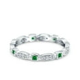 thumbnail image 1 of Full Eternity Stackable Band Ring Green Emerald CZ 925 Sterling Silver Size 5, 1 of 6