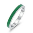 thumbnail image 1 of Full Eternity Stackable Band Ring Green Enamel 925 Sterling Silver Size 12, 1 of 6