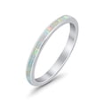 thumbnail image 1 of Full Eternity Stackable Band Ring Lab Created White Opal 925 Sterling Silver Size 7, 1 of 1