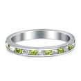 thumbnail image 1 of Full Eternity Stackable Band Ring Peridot & CZ 925 Sterling Silver Size 4, 1 of 5