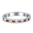 thumbnail image 1 of Full Eternity Stackable Band Ring Red Garnet & CZ 925 Sterling Silver Size 5, 1 of 5