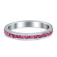 thumbnail image 1 of Full Eternity Stackable Band Wedding Ring Ruby CZ 925 Sterling Silver Size 11, 1 of 5