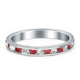thumbnail image 1 of Full Eternity Stackable Band Wedding Ring Ruby & CZ 925 Sterling Silver Size 12, 1 of 5