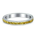 thumbnail image 1 of Full Eternity Stackable Band Wedding Ring Yellow CZ 925 Sterling Silver Size 4, 1 of 5