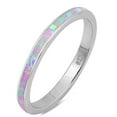 thumbnail image 1 of Full Eternity Stackable Lab Created Pink Opal Band Ring 925 Sterling Silver Size 9, 1 of 2