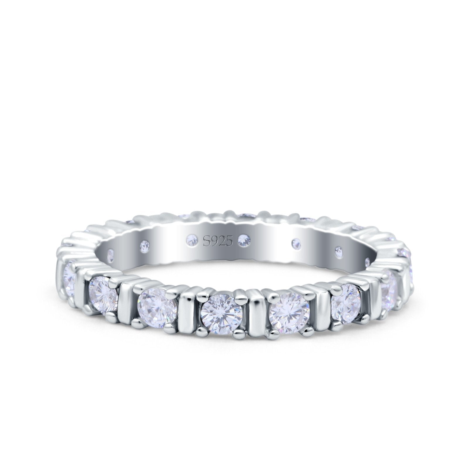 Full Eternity Stackable Ring Wedding Band Round CZ 925 Sterling Silver ...
