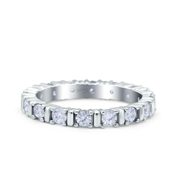 Full Eternity Stackable Ring Wedding Band Round CZ 925 Sterling Silver Size 4